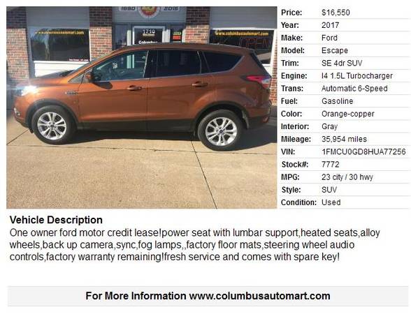 2017 Ford Escape SE for sale in Columbus, NE – photo 2