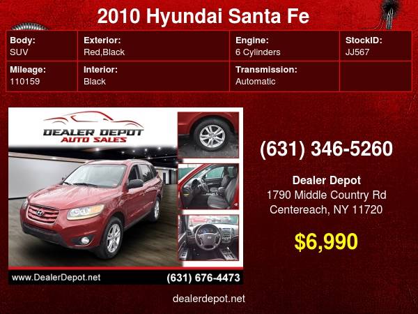 2010 Hyundai Santa Fe AWD 4dr V6 Auto SE - cars & trucks - by dealer... for sale in Centereach, NY