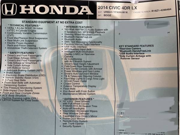 Honda Civic 2014 Sedan (One owner only) for sale in Rowlett, TX – photo 21