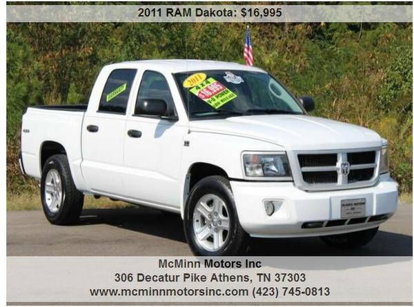 2011 Dodge Dakota Big Horn 4x4 Crew Cab V8 Magnum 1-Owner! Low Miles! for sale in Athens, TN