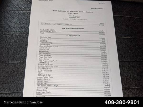 2017 Mercedes-Benz E-Class E 300 Sport SKU:HA099393 Sedan - cars &... for sale in San Jose, CA – photo 2