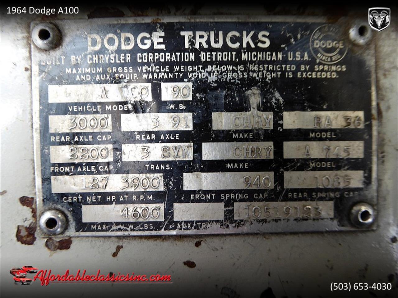 1964 Dodge A100 for sale in Gladstone, OR – photo 38