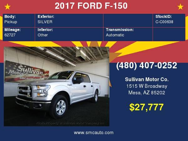 2017 FORD F-150 XLT 2WD SuperCrew 5.5' Box for sale in Mesa, AZ