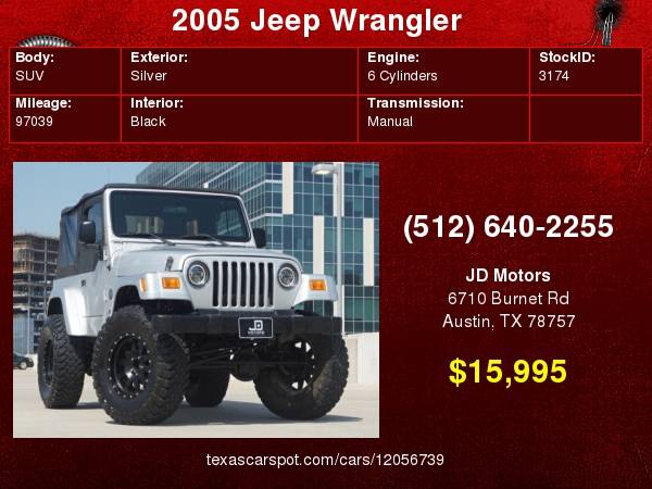 2005 Jeep Wrangler *(( Custom * Lifted 4.0L )) 6 Speed Manual for sale in Austin, TX – photo 24