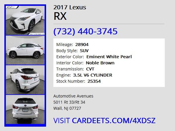 2017 Lexus RX, Eminent White Pearl - cars & trucks - by dealer -... for sale in Wall, NJ – photo 22