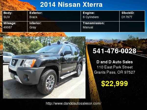 2014 Nissan Xterra 4WD 4dr Manual Pro-4X D AND D AUTO for sale in Grants Pass, OR