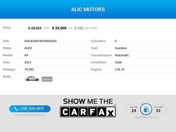 345/mo - 2017 Audi A4 A 4 A-4 2 0T quattro Premium Plus AWDSedan 7A for sale in Boise, OR – photo 2