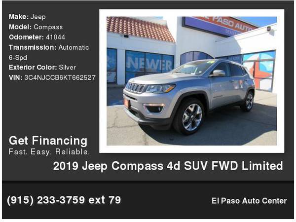 2019 Jeep Compass - Payments AS LOW $299 a month 100% APPROVED... for sale in El Paso, TX