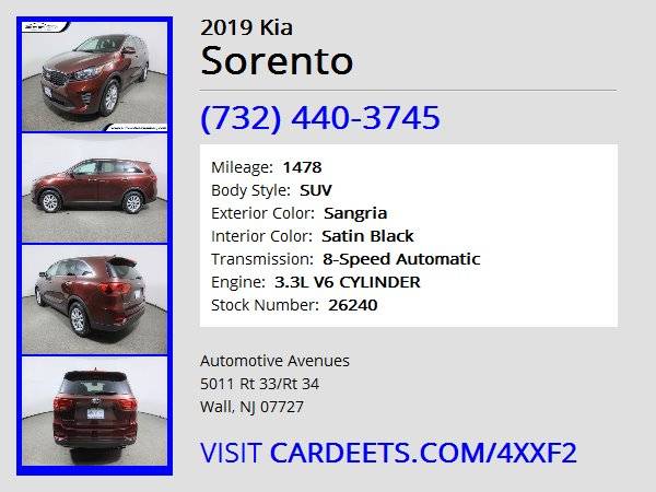 2019 Kia Sorento, Sangria - cars & trucks - by dealer - vehicle... for sale in Wall, NJ – photo 22