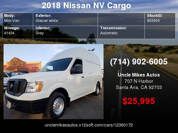 2018 NISSAN NV2500 CARGO VAN 41K MILES! UNDER FACTORY WARRANTY for sale in Santa Ana, CA – photo 24