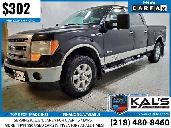 302/mo - 2013 Ford F150 F 150 F-150 XLT 4x4SuperCrew Styleside 55 for sale in Wadena, ND