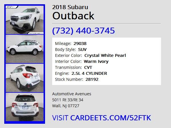 2018 Subaru Outback, Crystal White Pearl - - by dealer for sale in Wall, NJ – photo 22