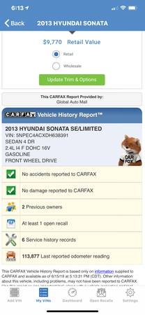 2013 HYUNDAI SONATA clean TITLE and CARFAX history for sale in Naples, FL – photo 4