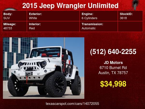 2015 Jeep Wrangler Unlimited ( NICEST JEEPS UNDER 50K ) - cars & for sale in Austin, TX – photo 24