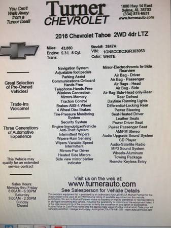 2016 CHEV TAHOE 2WD LTZ LOADED!!!! for sale in Selma, TN – photo 21