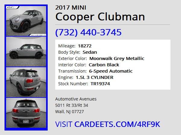 2017 MINI Cooper Clubman, Moonwalk Grey Metallic for sale in Wall, NJ – photo 22