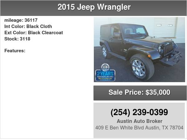 2015 Jeep Wrangler 4WD Sahara Certified Pre-Owned w/FREE Warranty for sale in Austin, TX – photo 8
