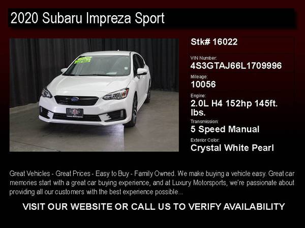 16022 - 2020 Subaru Impreza Sport CARFAX 1-Owner WHITE PEARL 20 for sale in Phoenix, AZ – photo 2