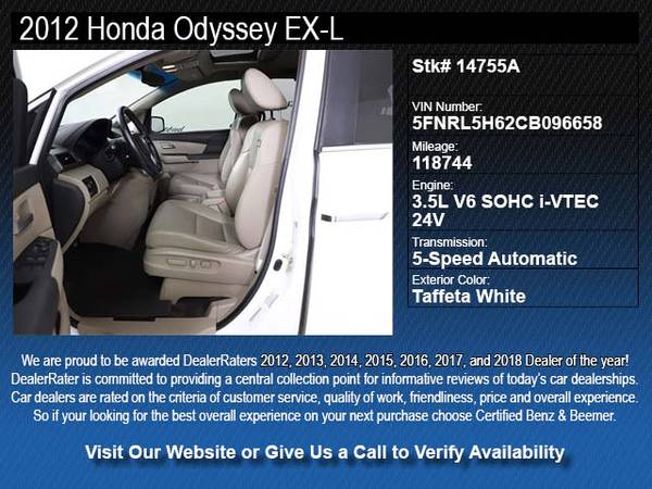 ~14755A- 2012 Honda Odyssey EX-L w/3rd Row and BU Camera 12 minivan for sale in Scottsdale, AZ – photo 2