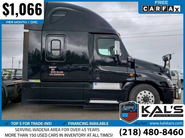 1, 066/mo - 2016 Freightliner Cascadia 6X4 2dr Sleeper Cab - cars & for sale in Wadena, MN – photo 5
