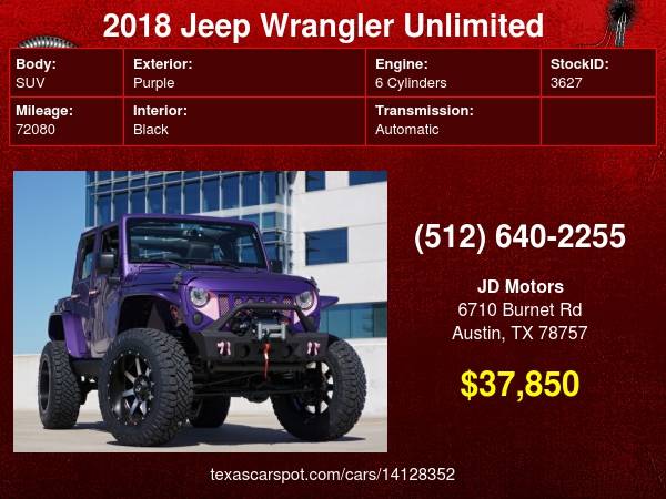 2018 Jeep Wrangler Unlimited ( 1 OF A KIND ) 4 Door DREAM JK for sale in Austin, TX – photo 24