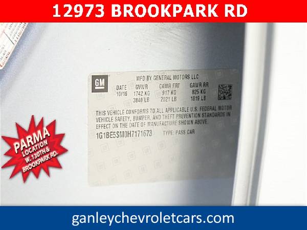 2017 Chevy Chevrolet Cruze LT sedan Arctic Blue Metallic for sale in Brook Park, OH – photo 16