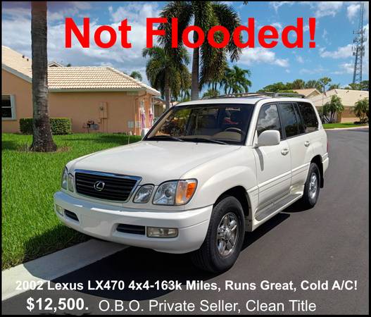 2002 Lexus LX470 4x4-163k Miles, Not Flooded, Runs Great, Cold A/C! for sale in Delray Beach, FL
