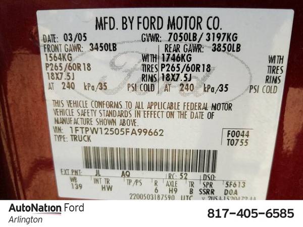 2005 Ford F-150 SuperCrew XLT SKU:5FA99662 SuperCrew Cab for sale in Arlington, TX – photo 9