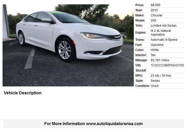 2015 Chrysler 200 Limited 4dr Sedan for sale in Bluff City, TN – photo 2