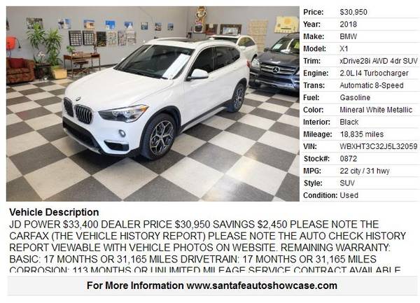 2018 BMW X1 xDrive28i AWD 4dr SUV 18835 Miles - - by for sale in Santa Fe, NM – photo 2