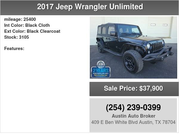 2017 Jeep Wrangler Unlimited Willys Wheeler Remaining Factory for sale in Austin, TX – photo 8