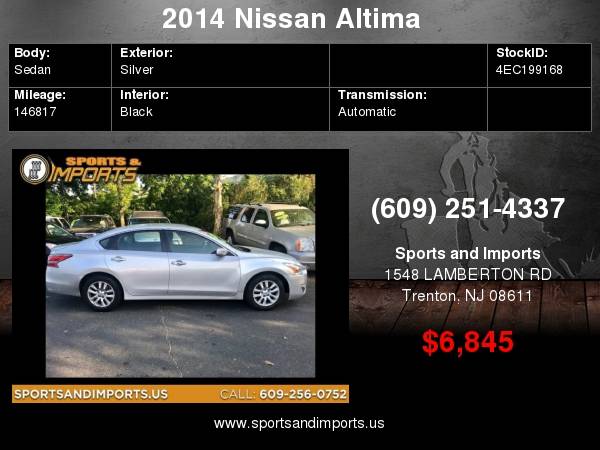 2014 Nissan Altima 2.5 S Sedan for sale in Trenton, NJ – photo 2