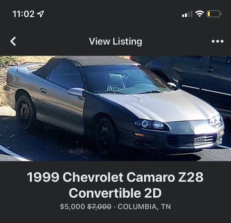 1999 Chevy Camaro Z28 Convertible for sale in Columbia , TN